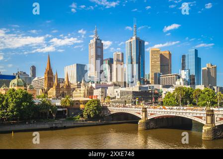 Skyline des Geschäftsviertels von Melbourne, CBD, im australischen Bundesstaat Victoria Stockfoto