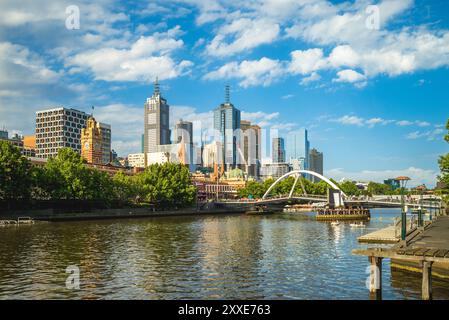 Skyline des Geschäftsviertels von Melbourne, CBD, im australischen Bundesstaat Victoria Stockfoto