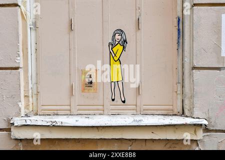 Street Art in Montmartre - Les Abbesses - Paris Stockfoto