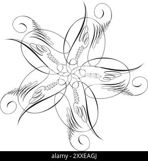 Stern im dekorativen Stil. Rundes Ornament. Kalligrafischer Stil. Vektorabbildung Stock Vektor