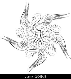 Stern im dekorativen Stil. Rundes Ornament. Kalligrafischer Stil. Vektorabbildung Stock Vektor