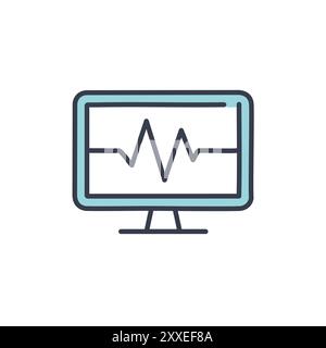 Symbol für die Anzeige des Heartbeat-Monitors. Moderne Vektorillustration eines Heartbeat Monitor Display Symbols, ideal für medizinische und medizinische Anwendungen. Stock Vektor