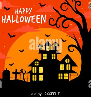 Illustration für Happy halloween im flachen Design Stock Vektor