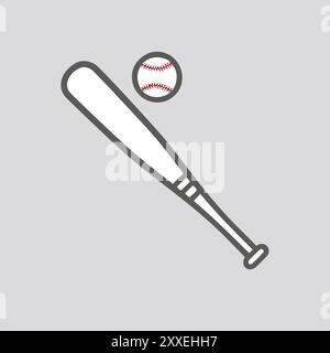 Illustration von Baseballschlägern und Ballsymbolen. Einfache, moderne Vektorgrafik-Illustration eines Baseballschlägers und -Balls. Perfekt für den Einsatz im Web-Design, mobile Geräte Stock Vektor