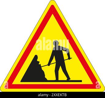 Französisches Straßenschild: Temporäre Arbeiten Stockfoto