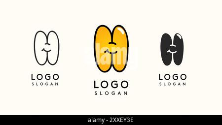 Verspielter Zeichentrickbuchstabe H mit glänzender, sprudelnder Optik, erhältlich in Silhouette, Kontur und farbigen Ausführungen. Perfekt für Kinder Stock Vektor