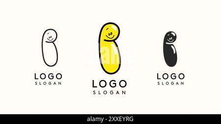 Verspielter Zeichentrickbuchstabe I in glänzender, sprudelnder Optik, erhältlich in Silhouette, Kontur und farbigen Versionen. Perfekt für Kinder Stock Vektor