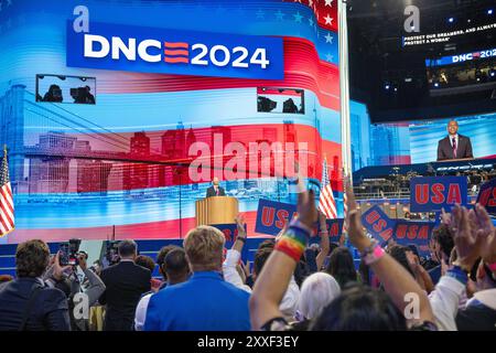 Chicago, Illinois USA - 21.08.2024: Demokratische Nationalversammlung Chicago, United Center DNC 2024 - Tag 3 Stockfoto