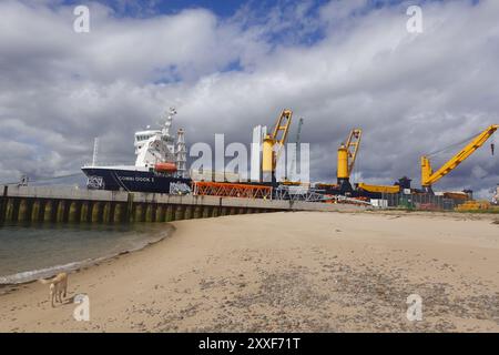 Combi Dock 1 ein Frachtschiff und Schwerlastträger, der im Hafen Nigg, Cromarty Firth, Highlands, Schottland, angedockt wurde Stockfoto