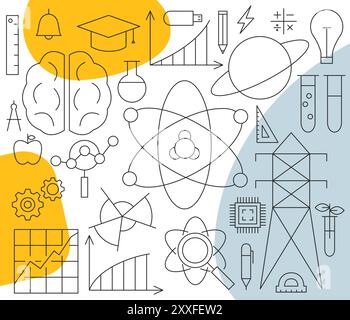 Science Nuclear Physics Line Concept Stock Vektor