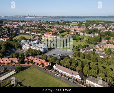 Luftaufnahme des Port Sunlight Leverhulme Modelldorfes auf dem Wirral, Merseyside, England Stockfoto
