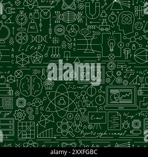 Physik Schwarzes Brett Linie Nahtloses Muster Stock Vektor