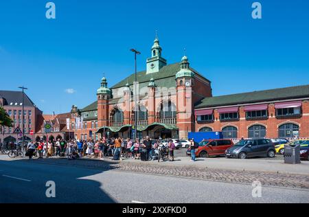 Lübeck, Germany, July 20, 2024 - Historical facade of the railway station Stock Photo