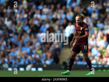 Etihad Stadium, Manchester, Großbritannien. August 2024. Premier League Football, Manchester City gegen Ipswich Town; Jack Harrison von Everton Credit: Action Plus Sports/Alamy Live News Stockfoto