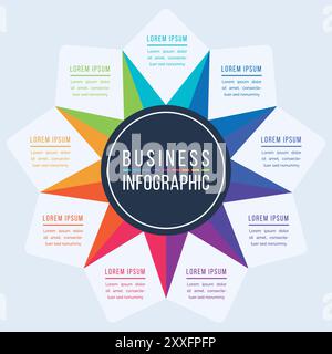 9 Optionen Infografik Design 9 Schritte, Objekte, Elemente oder Optionen Geschäftsinformationsvorlage Stock Vektor