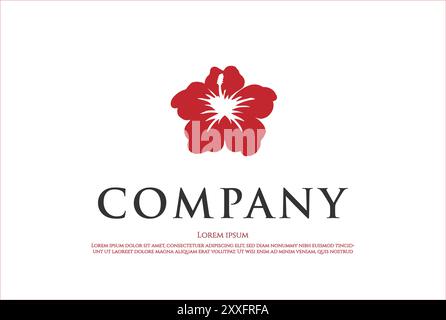 Einfacher Minimalistischer Hawaiianischer Hibiskusblüten-Logo-Design-Vektor Stock Vektor