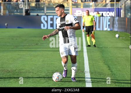 emanuele valeri (Parma) während des Parma Calcio vs AC Milan, italienischer Fußball Serie A Spiel in Parma, Italien, 24. August 2024 Stockfoto