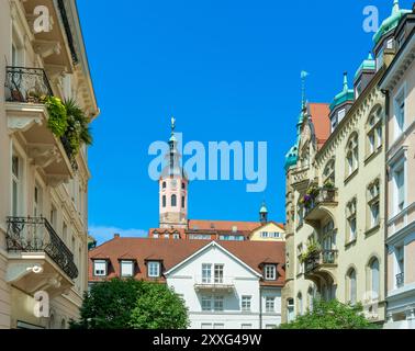 Blick auf die Stiftskirche in Baden Baden Baden. Baden Württemberg, Deutschland, Europa Stockfoto