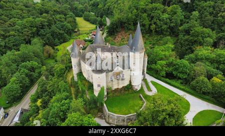 Drohnenfoto Vêves Burg belgien europa Stockfoto