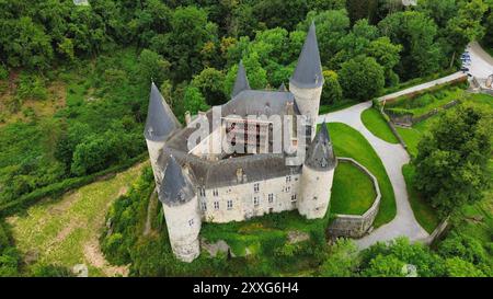 Drohnenfoto Vêves Burg belgien europa Stockfoto