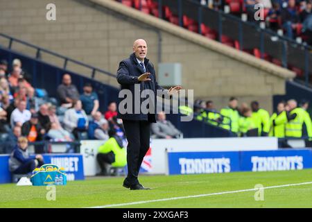 Glasgow, UK. 24th Aug, 2024. Rangers FC played Ross County FC in a Scottish Premiership match. held at Hampden Park, Glasgow, Scotland, UK. The game was played at Hampden because Rangers home stadium, Ibrox, is undergoing renovation. The final score was Rangers 6 - 0 Ross County. The goals were scored by Cyriel Dessers (Rangers 9) 18, 58 mins. Rabbi Matondo (Rangers 17) 45, 69 mins. Tom Lawrence (Rangers 11) 65mins. Danilo (Rangers 99) 90 mins. Credit: Findlay/Alamy Live News Stock Photo