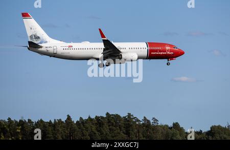 Flughafen Arlanda, nördlich von Stockholm, Schweden, samstags. Im Bild: Eine Boing 737-800 vom norwegischen Air Shuttle ASA. Stockfoto