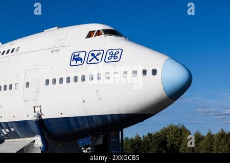 Flughafen Arlanda, nördlich von Stockholm, Schweden, samstags. Auf dem Bild: Das Flugzeughaus, Jumbo Stay Hostel, am Flughafen Stockholm Arlanda. Stockfoto