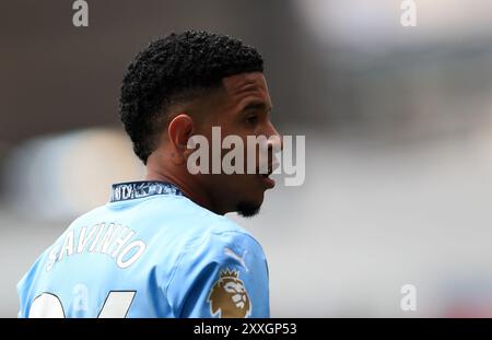 Etihad Stadium, Manchester, Großbritannien. August 2024. Premier League Football, Manchester City gegen Ipswich Town; Savinho von Manchester City Credit: Action Plus Sports/Alamy Live News Stockfoto