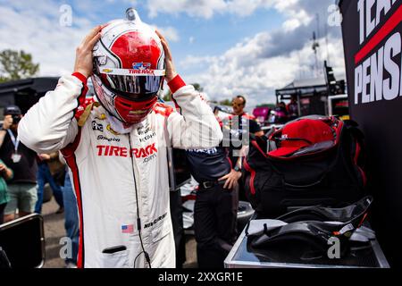 Portland, Etats Unis. August 2024. NEWGARDEN Josef (usa), Team Penske, Dallara DW12 - Chevrolet, Porträt während des Grand Prix von Portland BitNile.com, 14 Runde der NTT IndyCar Series 2024, auf dem Portland International Raceway, vom 23. Bis 25. August 2024 in Portland, USA - Foto Julien Delfosse/DPPI Credit: DPPI Media/Alamy Live News Stockfoto