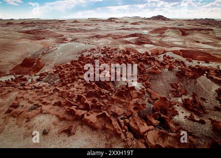 Mit der Hoffnung, dass eines Tages eine bemannte Expedition zum Mars geschickt werden könnte, hat die Mars Society das Mars Desert Research Center in der Wüste nahe der kleinen Stadt Hanksville im Süden Utahs eingerichtet. Stockfoto