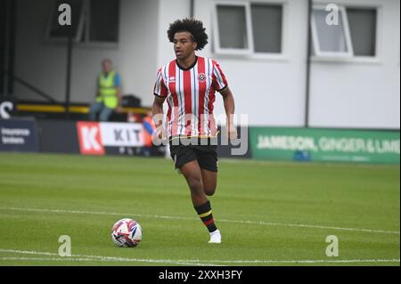 Harrogate Town spielt Sheffield United in einem Freundschaftsspiel vor der Saison am 23. Juli 2024 im Übungsstadion in Harrogate mit: Austin Trusty Where: Harrogate, Vereinigtes Königreich Wann: 23 Jul 2024 Credit: Graham Finney/WENN Stockfoto