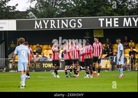 Harrogate Town spielt Sheffield United in einem Freundschaftsspiel vor der Saison im Übungsstadion in Harrogate am 23. Juli 2024 mit: Sheffield United Wo: Harrogate, Vereinigtes Königreich Wann: 23 Jul 2024 Credit: Graham Finney/WENN Stockfoto