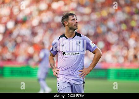 Barcelona, Spain. 24th Aug, 2024. Yeray in action during the LaLiga EA Sports match between FC Barcelona and Athletic Club de Bilbao at the Estadi Olimpic Lluis Companys. Credit: Christian Bertrand/Alamy Live News Stock Photo