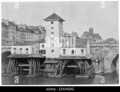 Das Pumpenhaus Notre-Dame an der seine Paris im Jahr 1852. Fotograf Jean-Louis Henri Le Secq des Tournelles, dit Henri Le Secq Vintage-Fotografie aus dem 19. Jahrhundert Stockfoto