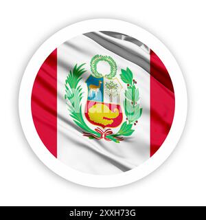 Peruanische Flagge mit weißem, abgerundetem Kreisrahmen Stockfoto