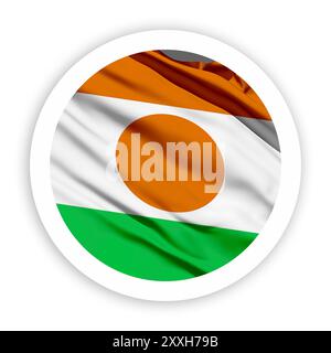 Niger Waving Flag mit weißem, abgerundetem Kreisrahmen Stockfoto