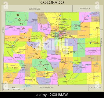 Karte von Colorado, Vereinigte Staaten Stock Vektor
