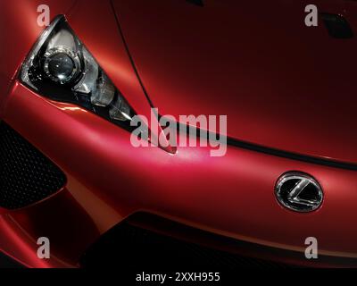 Nahaufnahme von roten 2012 Lexus LFA-Supersportwagen-detail Stockfoto