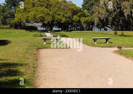 Blick auf den achteckigen Garten am Middleton Place in South Carolina, USA. Stockfoto