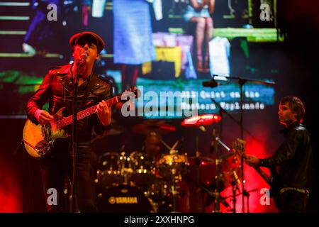 Porto, Portugal. 24th Aug, 2024. Carl Barât from the English rock band, The Libertines, performs on stage on the 4th day of Vilar de Mouros music festival held between 21 to 24 August 2024 in the north of Portugal. Credit: SOPA Images Limited/Alamy Live News Stock Photo