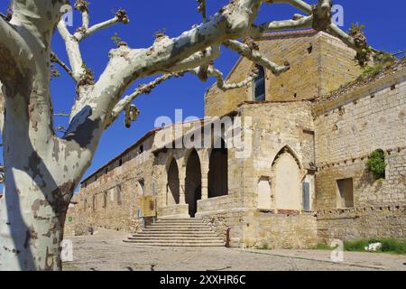 Franziskanerkloster in der mittelalterlichen Stadt Morella, Castellon in Spanien, Kloster Sant Francesc in der alten mittelalterlichen Stadt Morella, Castellon in S Stockfoto