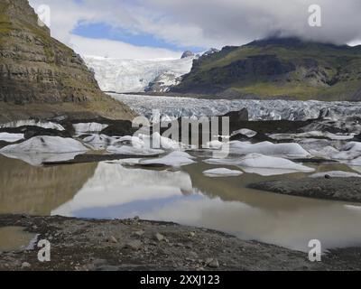 Svinafellsjoekull-Gletscher im Skaftafell-Nationalpark, Island, Europa Stockfoto