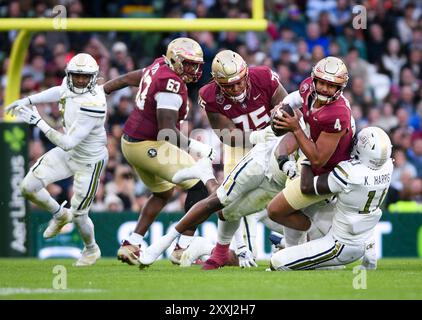 Dublin, Irland. August 2024. Florida State Quarterback DJ Uiagalelei ist in der Kategorie Don Soules/Alamy Live News Stockfoto