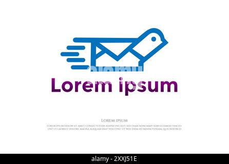 Einfache Minimalistische Taubentaube Kanarienvogel Mail Logo Design Vektor Stock Vektor