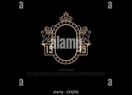 Goldenes Elegantes Luxusschild Löwe König Krone Abzeichen Emblem Logo Design Vektor Stock Vektor