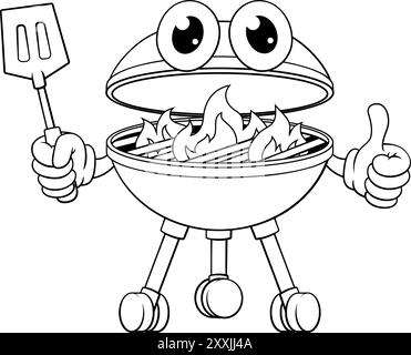 Barbecue Cartoon Mascot Holzkohle Barbecue Person Stock Vektor