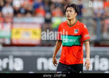 Nijmegen, Niederlande. August 2024. NIJMEGEN, NIEDERLANDE - 24. AUGUST: Koki Ogawa von NEC Nijmegen sieht beim niederländischen Eredivisie-Spiel zwischen NEC Nijmegen und PEC Zwolle im Goffertstadion am 24. August 2024 in Nijmegen an. (Foto von Raymond Smit/Orange Pictures) Credit: Orange Pics BV/Alamy Live News Stockfoto