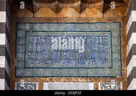 Detail der Fliesen, Moschee von Sinan Pascha, Damaskus, Syrien Stockfoto