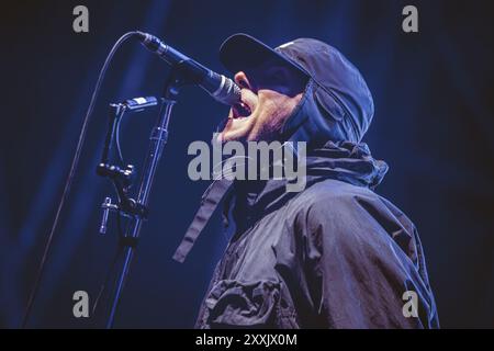 23. August 2024, Leeds, Großbritannien: Oasis-Frontmann Liam Gallagher bespricht die erste Nacht des Leeds Festivals 2024, als Gerüchte laut werden, dass die Band kurz vor der Ankündigung einer Wiedervereinigung steht. Foto: Thomas Jackson / Alamy Live News Stockfoto