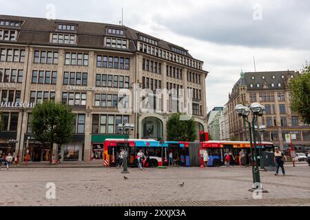 HAMBURG, DEUTSCHLAND - 14. AUGUST 2024: Auf dem Platz in der Nähe des Hamburger Rathauses Stockfoto